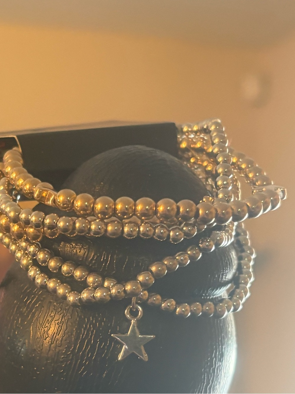 Gold tone and silver tone Star Beaded Layered bracelet